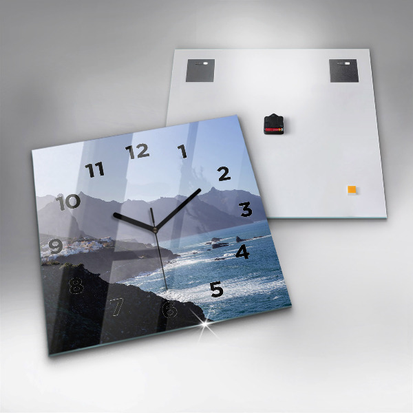 Square wall clock Mountains by the ocean