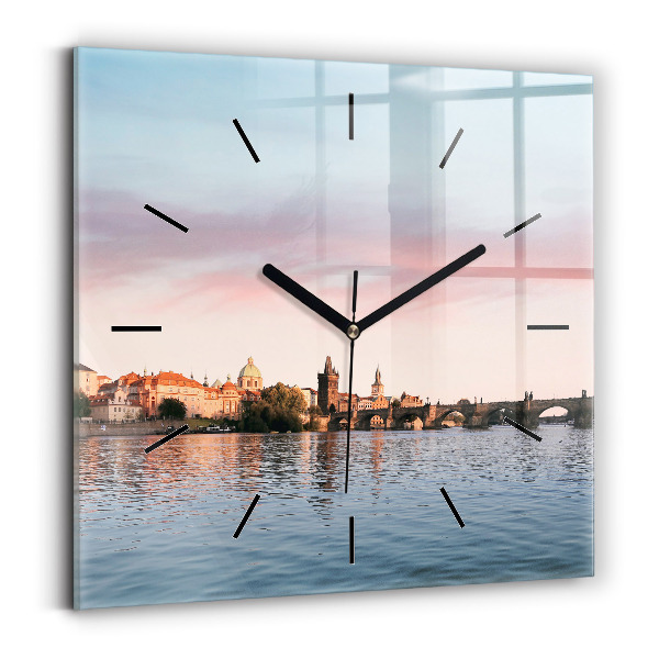 Square wall clock Charles Bridge in Prague