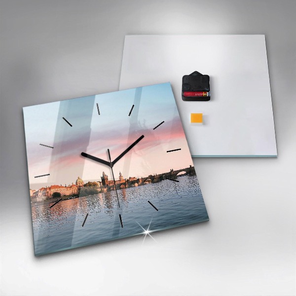 Square wall clock Charles Bridge in Prague