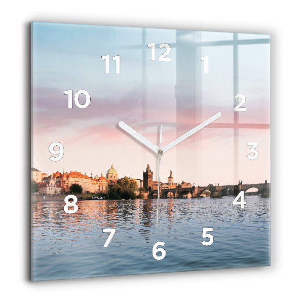 Square wall clock Charles Bridge in Prague