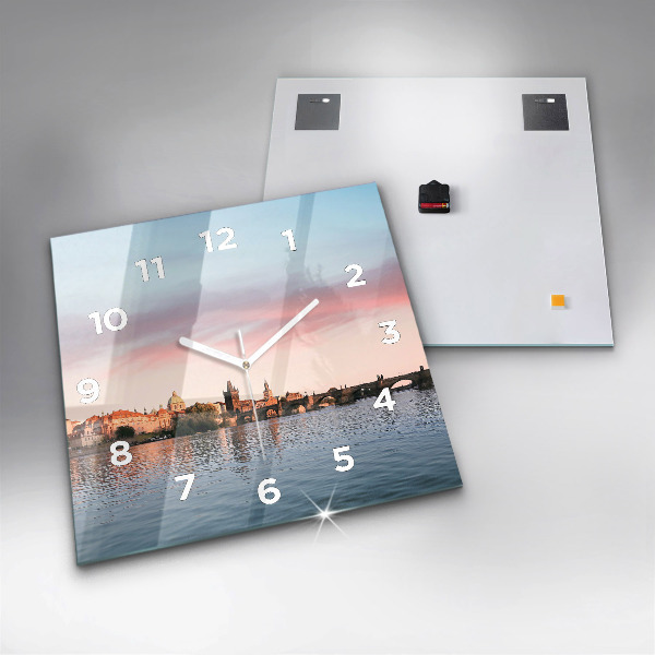 Square wall clock Charles Bridge in Prague