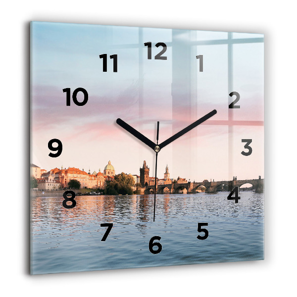 Square wall clock Charles Bridge in Prague