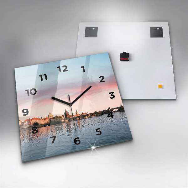 Square wall clock Charles Bridge in Prague