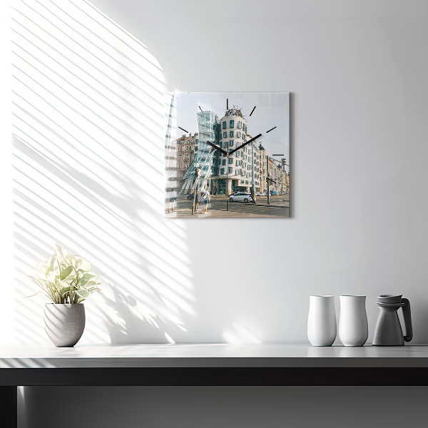 Square wall clock Dancing House Prague