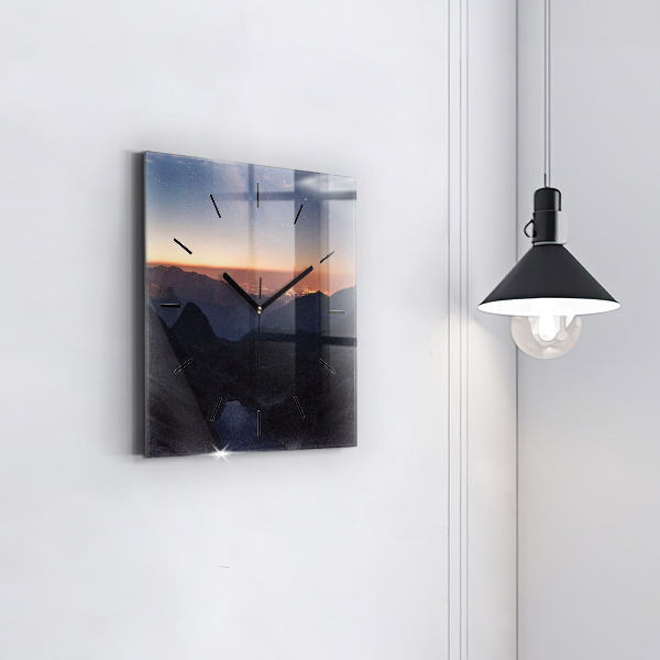 Square wall clock Mountains at sunset