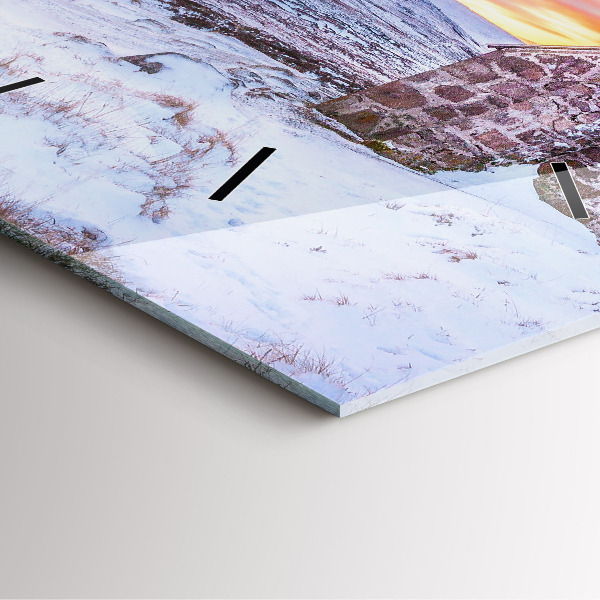 Square wall clock Cottage in the mountains