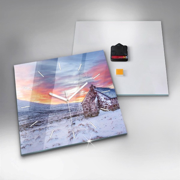 Square wall clock Cottage in the mountains