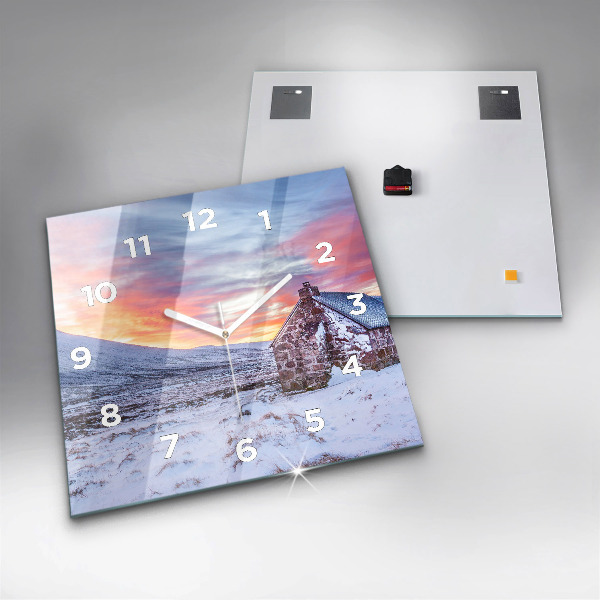 Square wall clock Cottage in the mountains