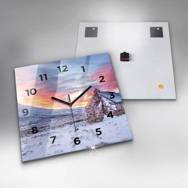 Square wall clock Cottage in the mountains