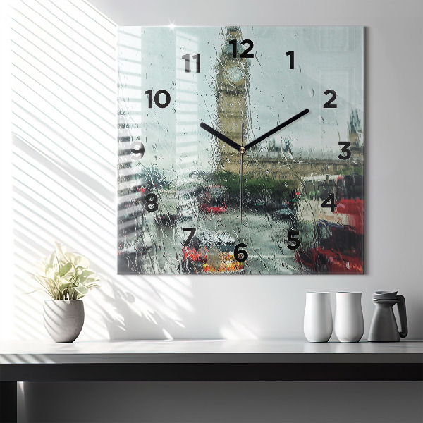 Square wall clock Rainy London