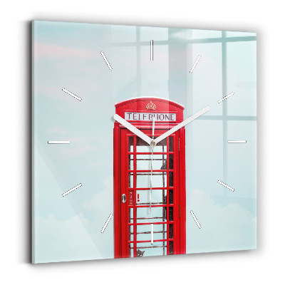 Square wall clock Public phone