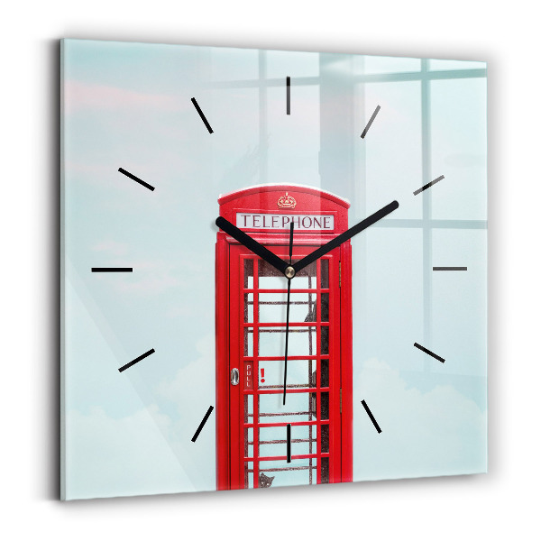 Square wall clock Public phone