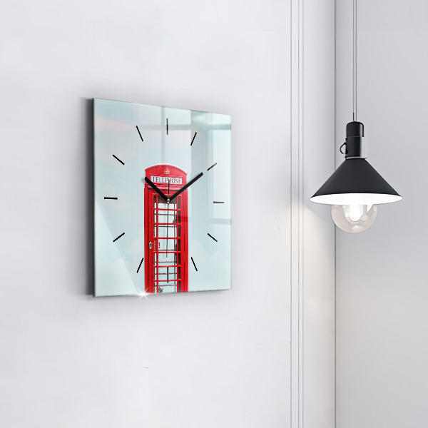 Square wall clock Public phone