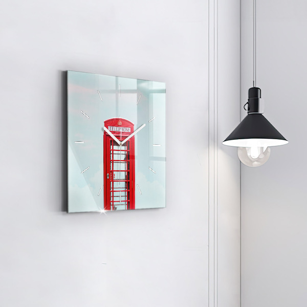 Square wall clock Public phone