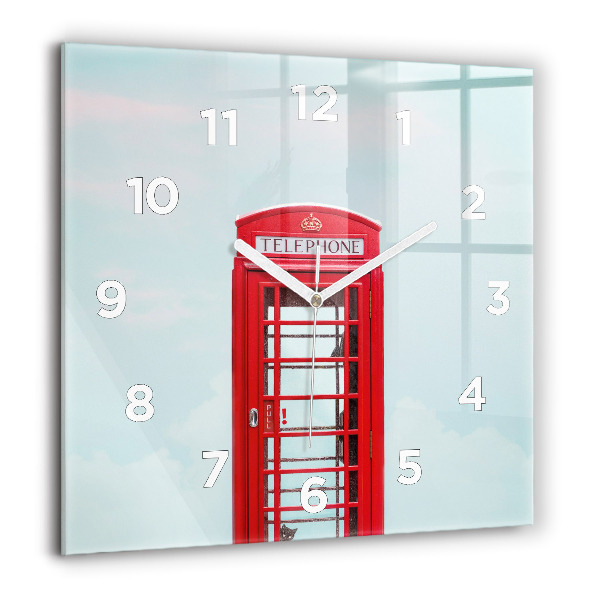 Square wall clock Public phone
