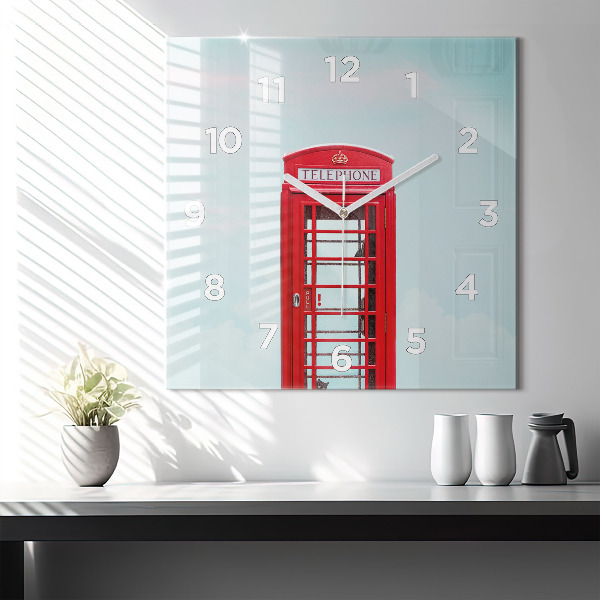 Square wall clock Public phone