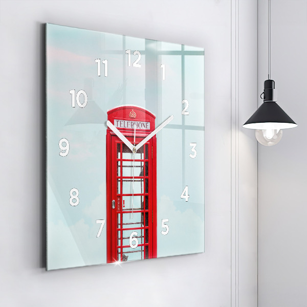 Square wall clock Public phone