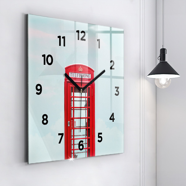 Square wall clock Public phone