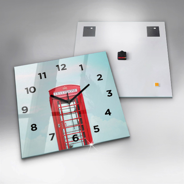 Square wall clock Public phone