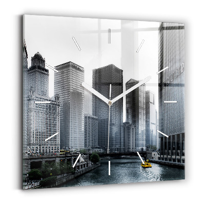 Square wall clock City panorama