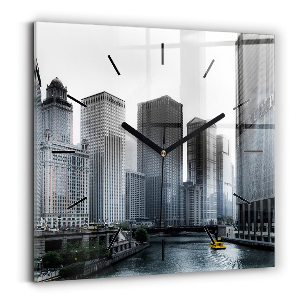 Square wall clock City panorama