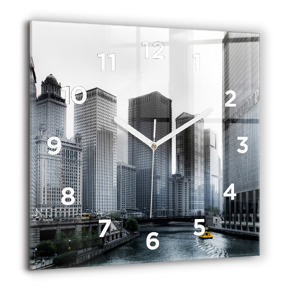 Square wall clock City panorama