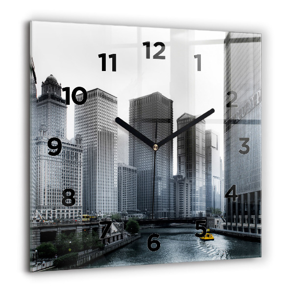 Square wall clock City panorama