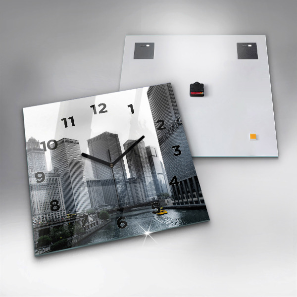 Square wall clock City panorama