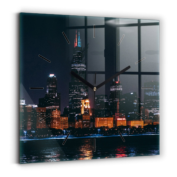 Square wall clock Chicago Cityscape