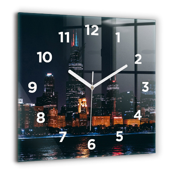 Square wall clock Chicago Cityscape