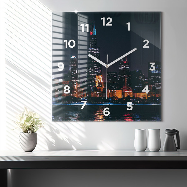 Square wall clock Chicago Cityscape
