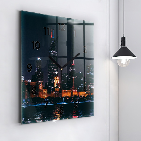 Square wall clock Chicago Cityscape
