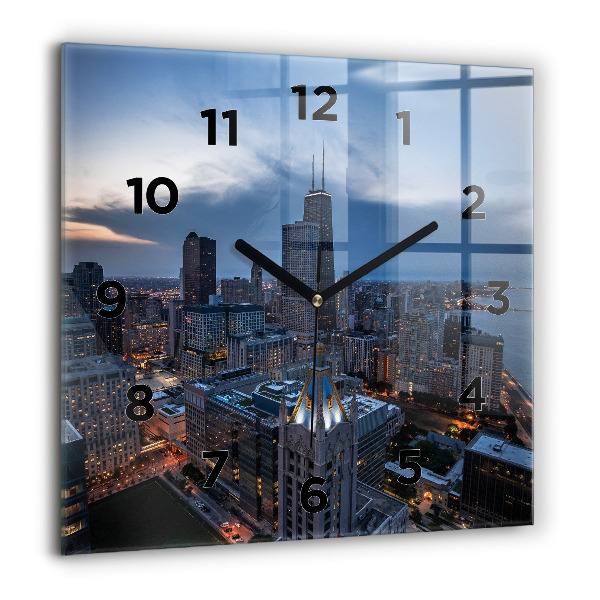 Square wall clock Photo of Chicago