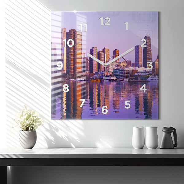 Square wall clock View of the skyscrapers of the USA