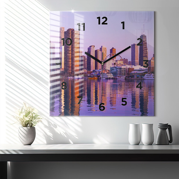 Square wall clock View of the skyscrapers of the USA