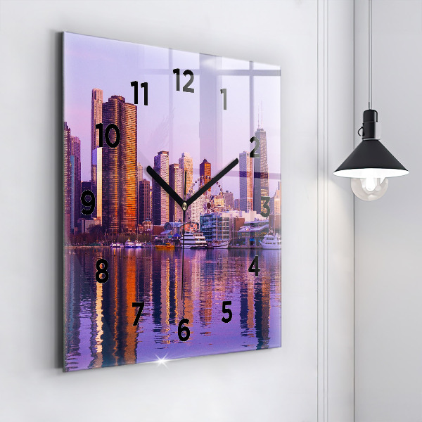 Square wall clock View of the skyscrapers of the USA