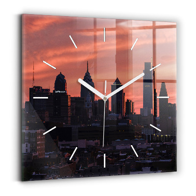 Square wall clock Philadelphia City Skyline