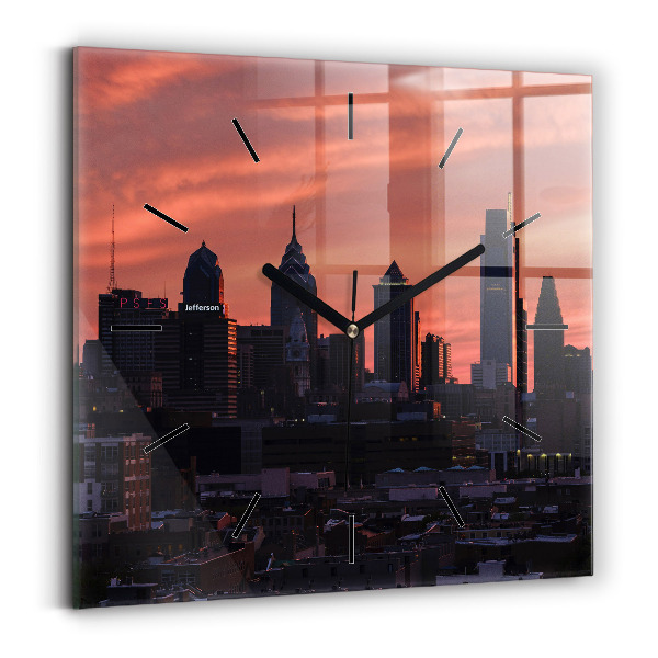 Square wall clock Philadelphia City Skyline
