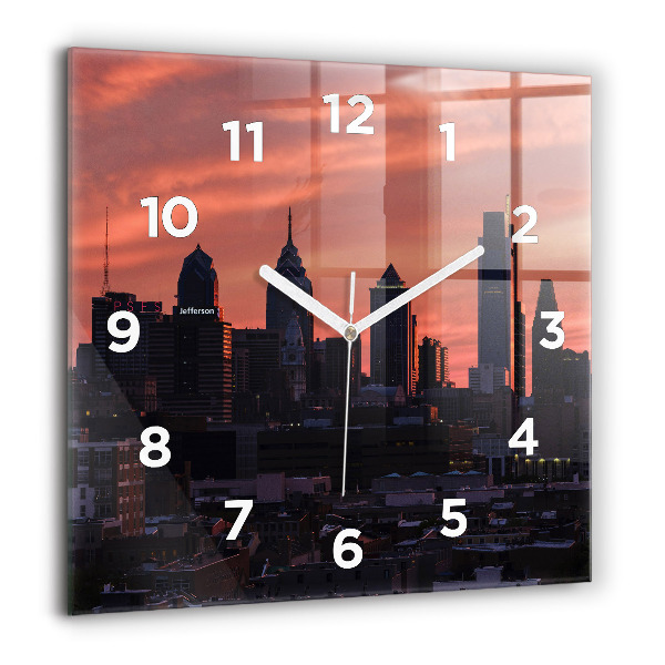 Square wall clock Philadelphia City Skyline