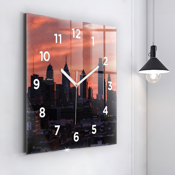 Square wall clock Philadelphia City Skyline