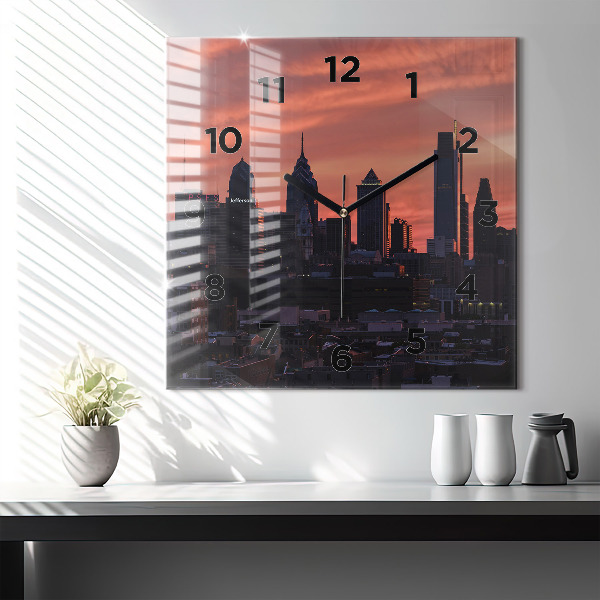 Square wall clock Philadelphia City Skyline