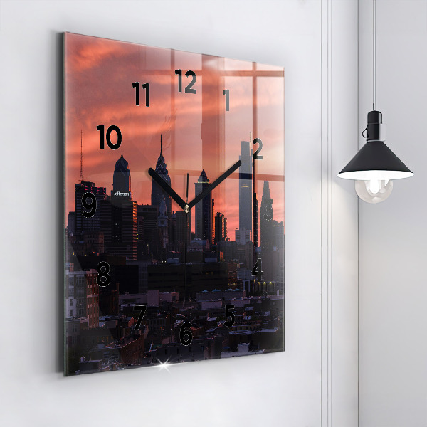 Square wall clock Philadelphia City Skyline