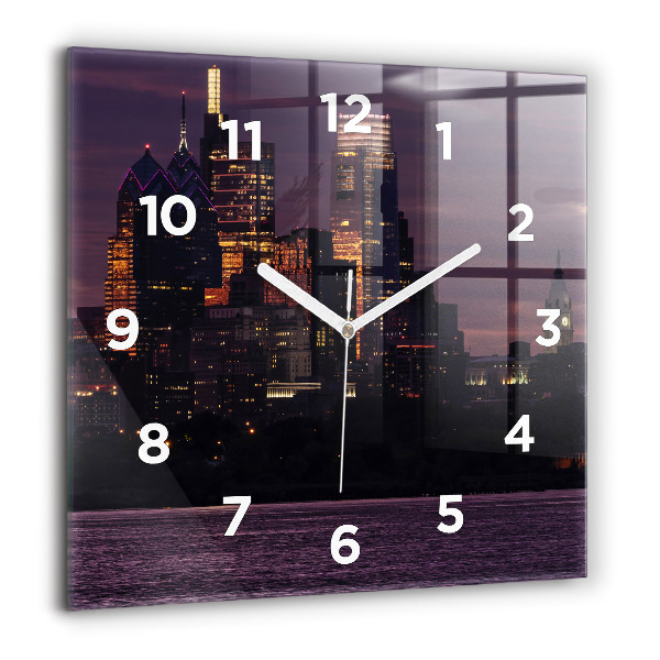 Square wall clock Philadelphia City Skyline