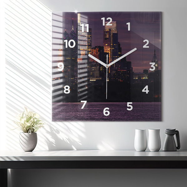 Square wall clock Philadelphia City Skyline
