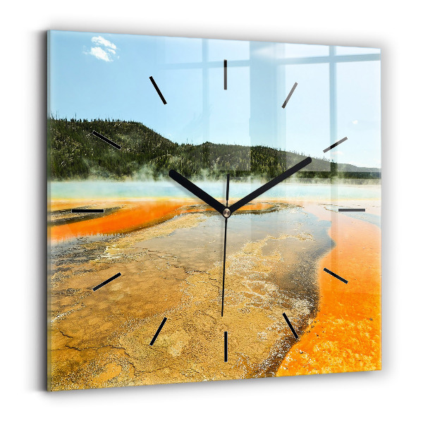 Square wall clock Lake with Mountains