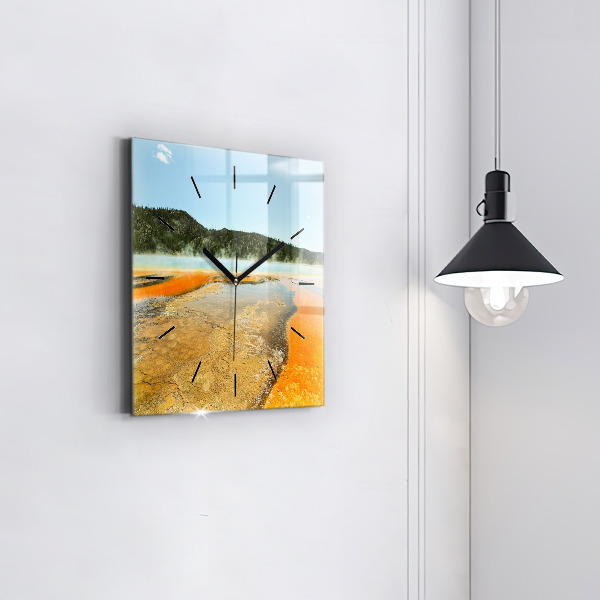 Square wall clock Lake with Mountains