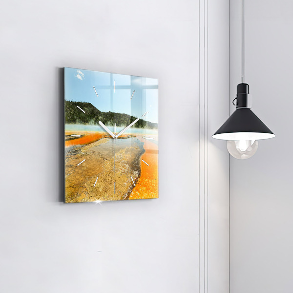Square wall clock Lake with Mountains