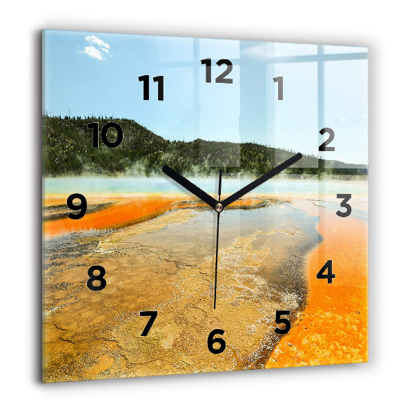 Square wall clock Lake with Mountains