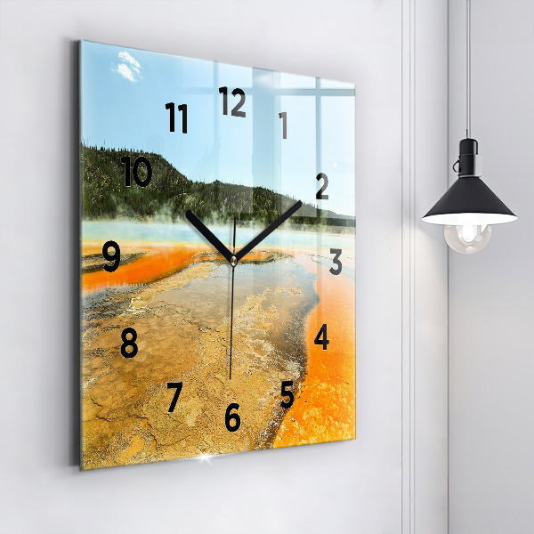 Square wall clock Lake with Mountains