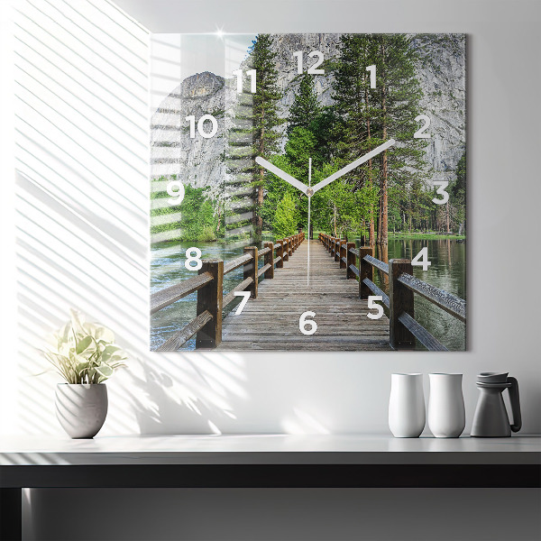 Square wall clock Yosemite Wooden Bridge